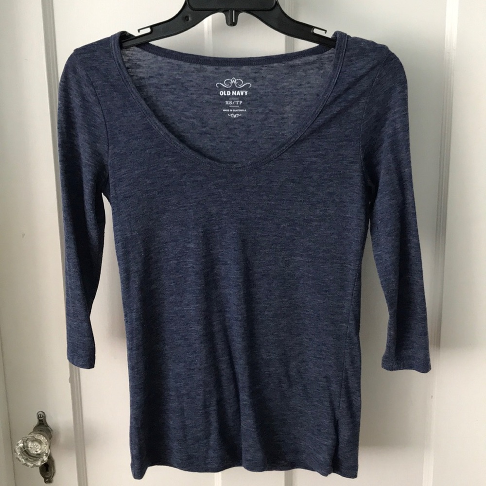 Navy Quarter Length Sleeve Tee.